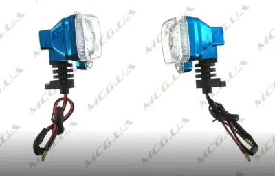 Світлодіодний покажчик повороту JS, квадратний, 9 LED, синій корпус, біле скло