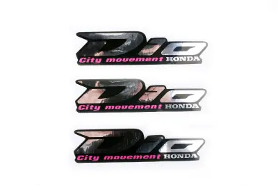 Комплект наліпок Honda DIO 13×3 см, 3 шт., сріблястий