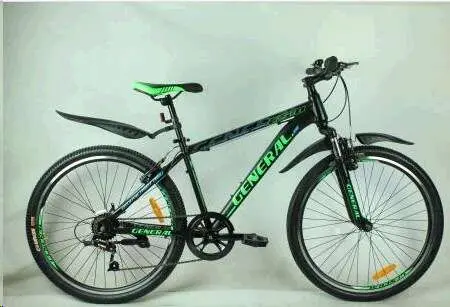 Велосипед GENERAL 5.0 Steel 26″, рама 16″, 21 скорость, зелёно-чёрный