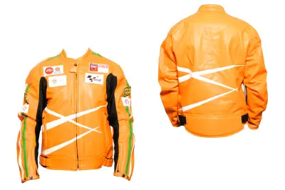 Мотокуртка DAQINESE (кожзам) (size:XXXL, помаранчева, mod:3)