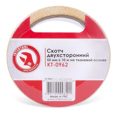 Скотч двухсторонний 50 мм*10 м на тканевой основе INTERTOOL
