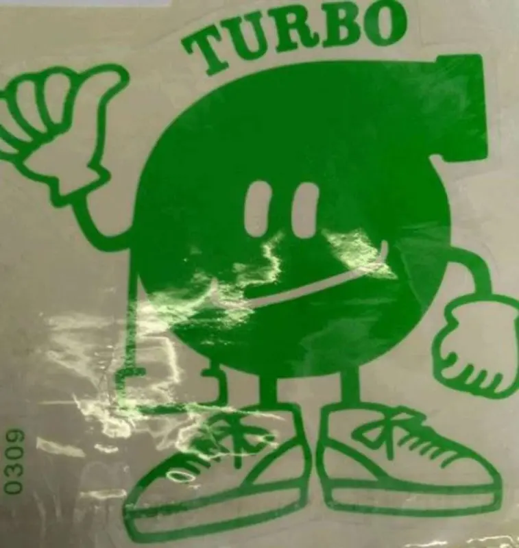 Декоративная наклейка TURBO 16×16 см, зеленая (#0309)