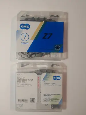 Ланцюг велосипедний KMC Z7, 7 швидкостей, 1/2×3/32, 114 ланок, сріблястий