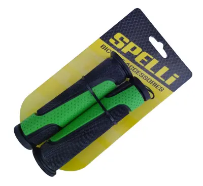 Велосипедні гріпси Spelli SBG-6708L, 127 мм, чорно-зелені