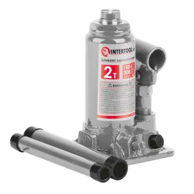 Домкрат пляшковий одноштоковий INTERTOOL 2 т у пластиковому кейсі
