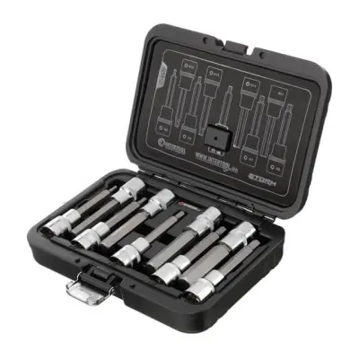 Набір біт-головок HEX 1/2" H4-H17, 100 мм, S2, 9 шт, Intertool STORM
